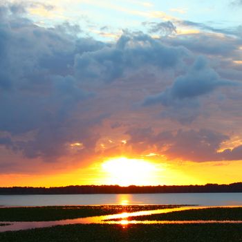 Sunset over Lake Arbuckle of the Lake Wales Ridge State Forest in central Florida.