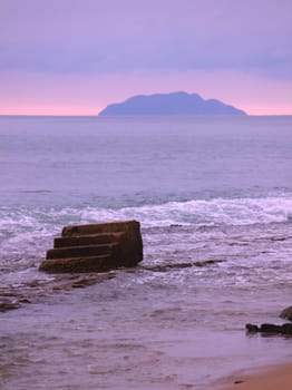 Landscape of Steps Beach near Rincon in Puerto Rico.