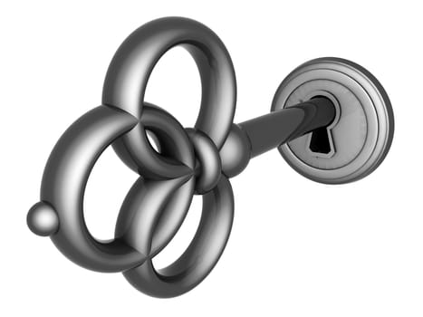 image key in the keyhole on a white background