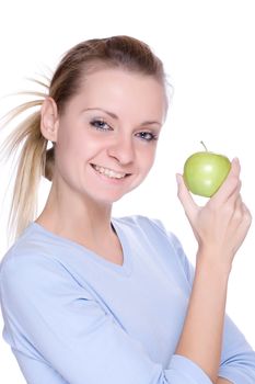 girl holding apple in his hands