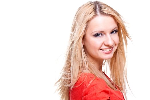 beautiful woman face on a white background isolated