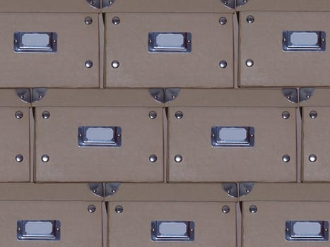 Stacked boxes with blank labels