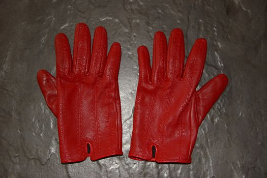 a pair of red gloves