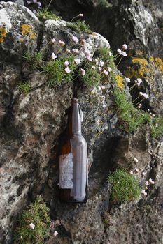 bottle on the cliff edge
