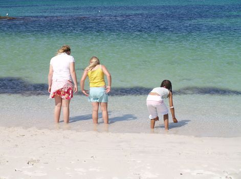 girls trying the water