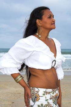 An Ethnic Model Posing at the beach