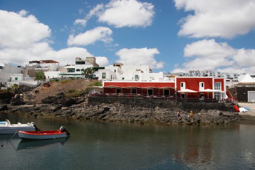 the old town harbour in a lanzarote town