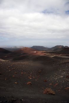 the volcanic landscape in the middle of the desert