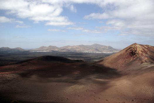 the volcanic landscape in the middle of the desert