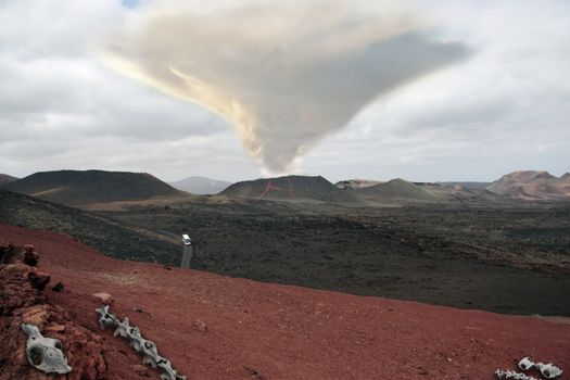 a bus escapes from a volcanic eruption