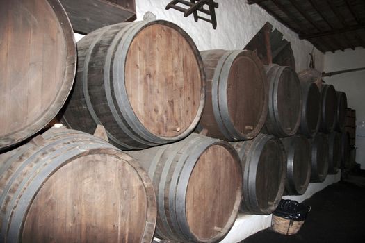 barrels in the wine region of lanzarote