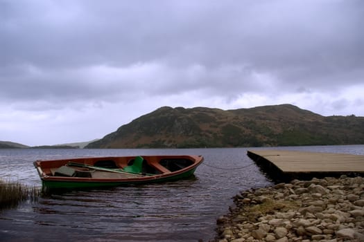 a wooden jetty over carragh lake county kerry ireland