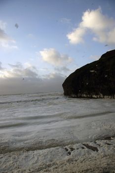 foamy waves after a bad atlantic storm