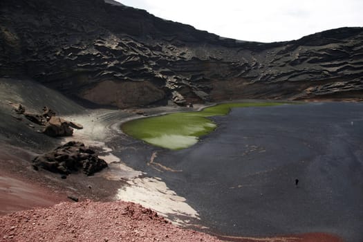 a volcanic lake near the island coast
