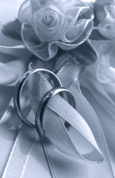 Wedding rings. b/w + blue tone