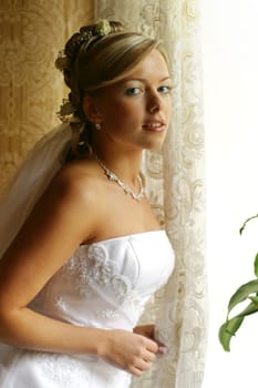 The beautiful bride at a window. Natural illumination