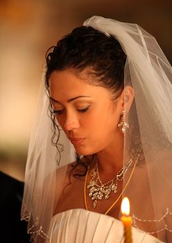 The bride on ceremony of wedding - internal church