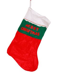 a christmas stocking with a clipping path,