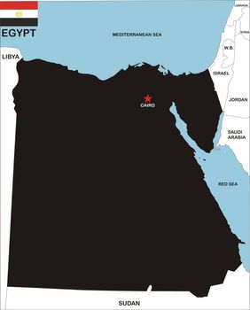 political map of Egypt country with flag illustration