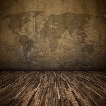 An image of a nice floor with a world map