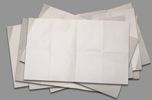 Empty Old Crumpled paper on gray background