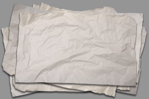 Empty old Crumpled paper on gray background
