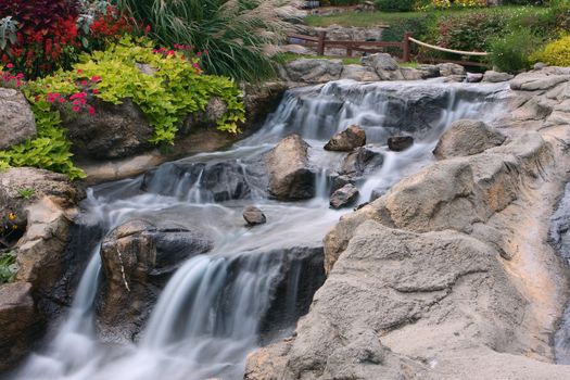A small waterfall at a miniature gold course.