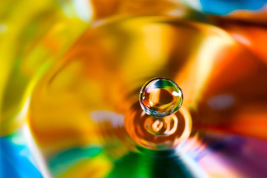 Macro photography of colorful abstract water drop creations.