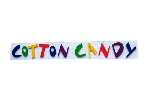 Colorful Cotton Candy Sign with white background.