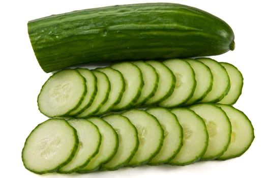 picture of two sliced lines and a half cucumber