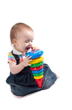 Shot of little cute baby girl isolated on white