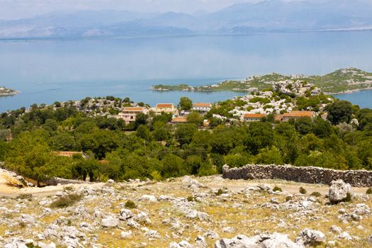 Small village on coast of Skadarsko lake in south of Montenegro