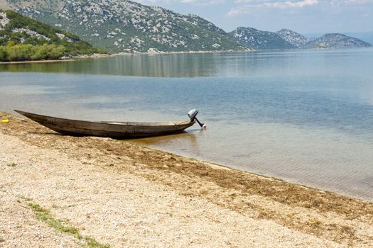 Sandy beach, Skadarsko lake in south of Montenegro.