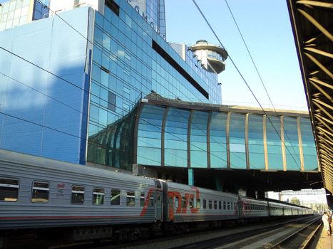 Landscape with modern railway station in Samara