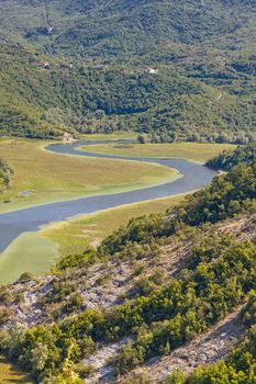 Aerial view on river to Skadarsko lake - Montenegro, Balkans