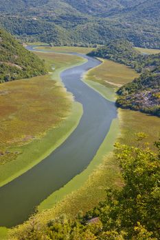 Aerial view on beauty river in Montenegro.