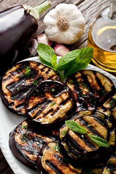 grilled eggplants seasoned with olive oil, garlic and mint