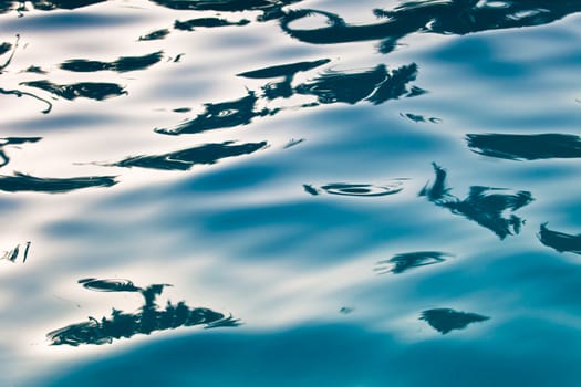 Abstract composition of the water of a swimming pool and its reflections
