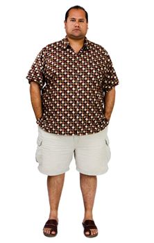 Mid adult man posing isolated over white
