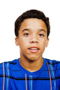 Portrait of a teenage boy isolated over white