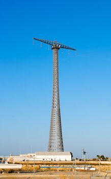 Communications tower with a beautiful blue sky