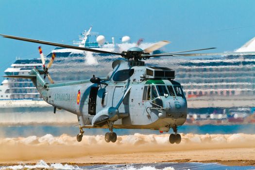 MALAGA, SPAIN-MAY 28: Helicopter Westland SH-3D/W Seaking of the Spanish Navy taking part in an exhibition on the day of the spanish army forces on May 28, 2011, in Malaga, Spain