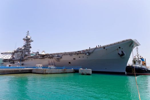 MALAGA, SPAIN-MAY 28: Aircraft carrier Principe de Asturias docked in the dock of Malaga on the spanish army forces day on May 28, 2011, in Malaga, Spain