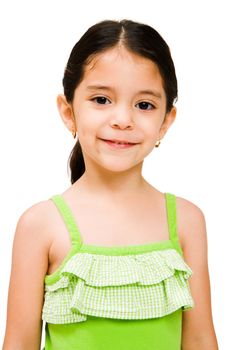 Portrait of a girl posing and smiling isolated over white