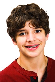 Portrait of a boy smiling isolated over white