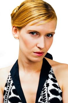 Young woman posing isolated over white