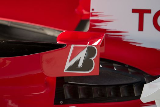 JEREZ DE LA FRONTERA, SPAIN - OCT 10: Detail of the engine cover of Tema Toyota F1 waiting on pits on training session on October 10, 2006 in Jerez de la Frontera , Spain