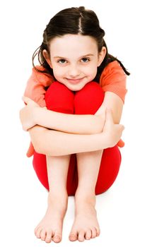 Close-up of a girl smiling isolated over white