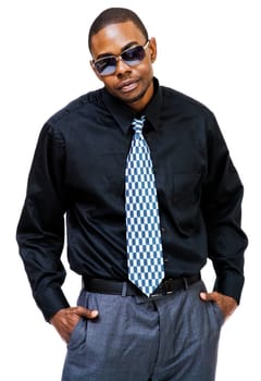 Mixedrace young man posing isolated over white