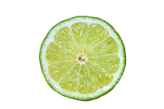 a slice of lime on a white background